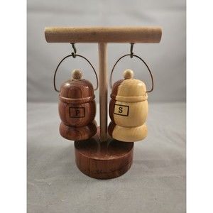 Vintage Wooden Hanging Salt and Pepper Shaker Set Silver Springs Florida